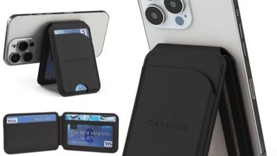 [아이폰 정품 카드케이스 맥세이프] 놓치지 마세요 케이스허브 정품 맥세이프 가죽 카드지갑 스탠드 더블 마그네틱