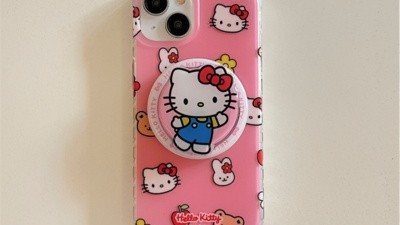 [아이폰 헬로키티 케이스] 현명한 선택 TYREUS 핑크 헬로키티 맥세이프 그립톡 포함 아이폰 케이스 13미니 프로맥스 호환