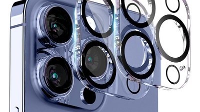 [아이폰15 카메라 가리개] 인기 폭발 구스페리 빛번짐 차단 블랙써클 풀커버 휴대폰 카메라 강화유리 보호필름 2매