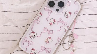 [아이폰15 키티케이스] 추천합니다 올데이인 키티 리본 패턴 핑크 아이폰 케이스 + 스트랩 세트