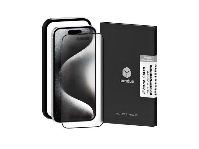 [아이폰15프로 지문방지필름] 소중한 구매 아이엠듀 매트 지문방지 풀커버 휴대폰 강화 유리필름 세트