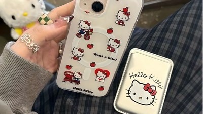 [아이폰16프로 헬로키티 케이스] 현명한 선택 TYREUS [국내 인기 상품]러블리 키티 맥세이프 포켓 카드 아이폰 케이스 호환